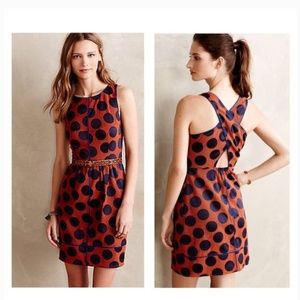 Polka dot Anthropologie dress with peep hole back